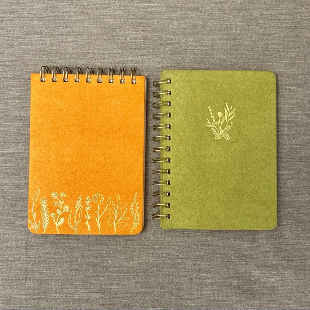 Threshold Orange & Green 5x7 Velour Covered Writing Journals, Set of 2, NWT